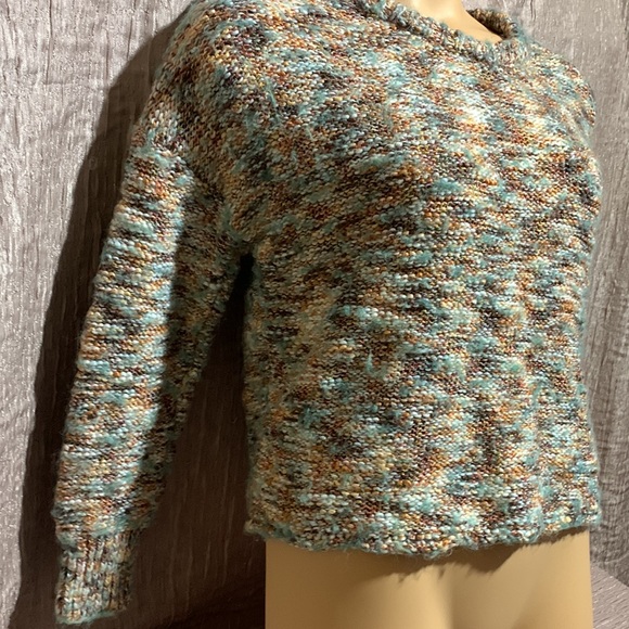 Universal Thread Short Chunky Sweater Cream Brown Green M Pullover - Picture 5 of 16